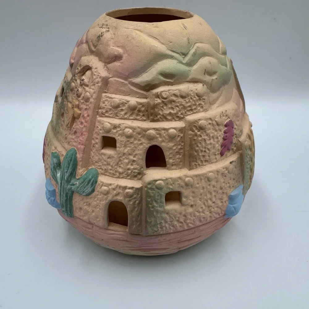 Pueblo Village Luminary Tan Southwestern Terracotta Decor Unbranded‎